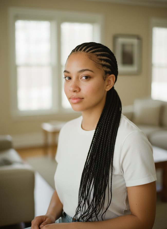 Stitch Braids Low Ponytail