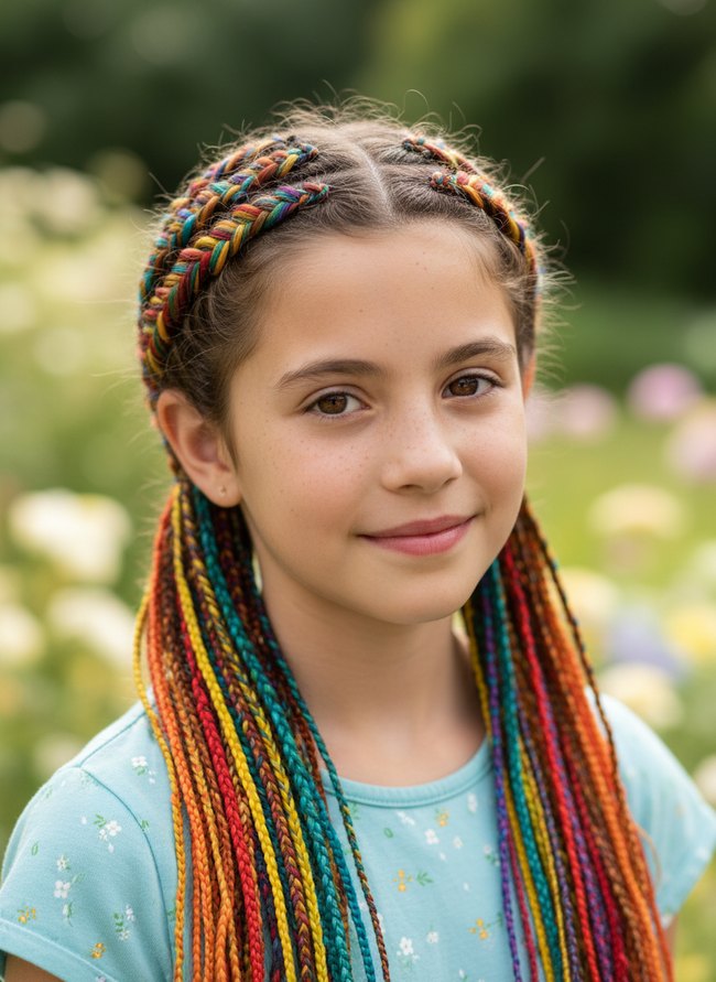 Rainbow Threaded Braids