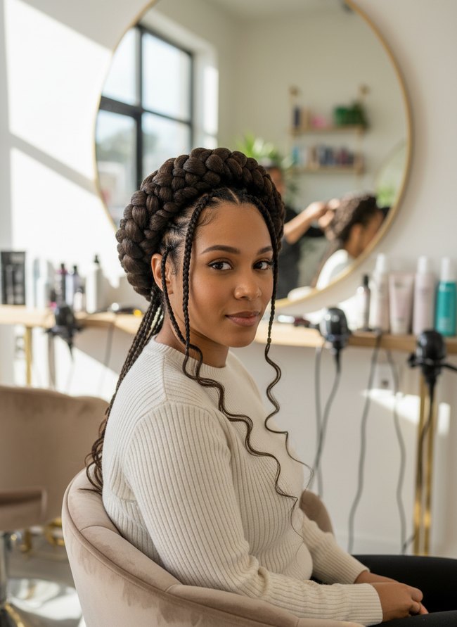 Crown Braid Knotless Updo