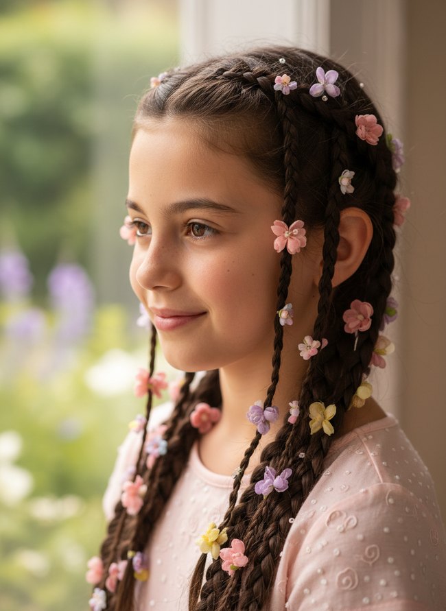 Floral Beaded Accent Braids