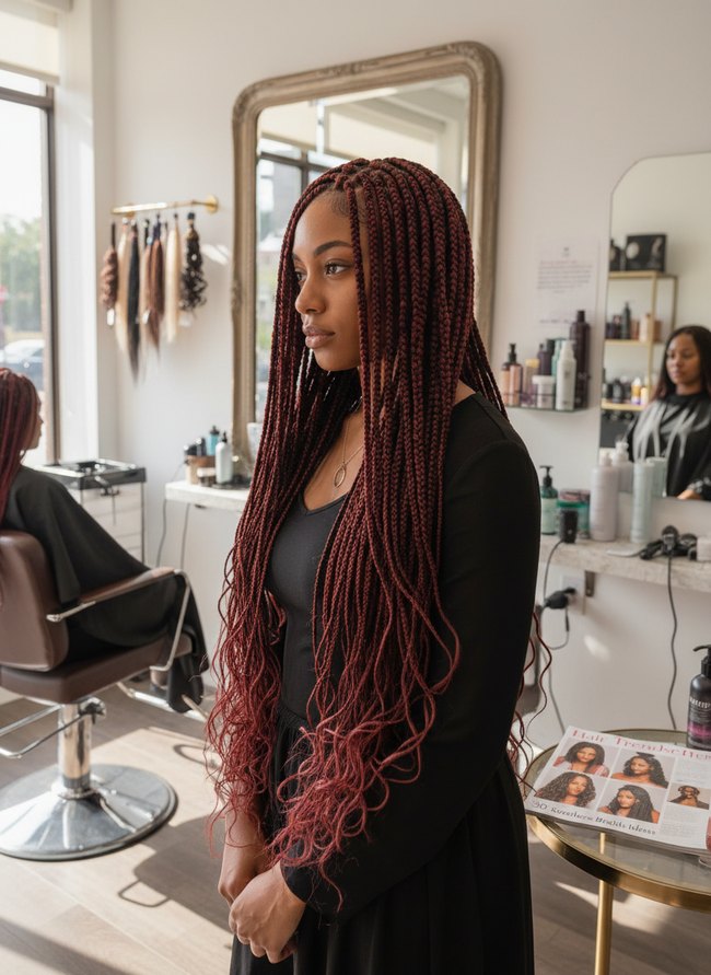 Dark Auburn Knotless Braids