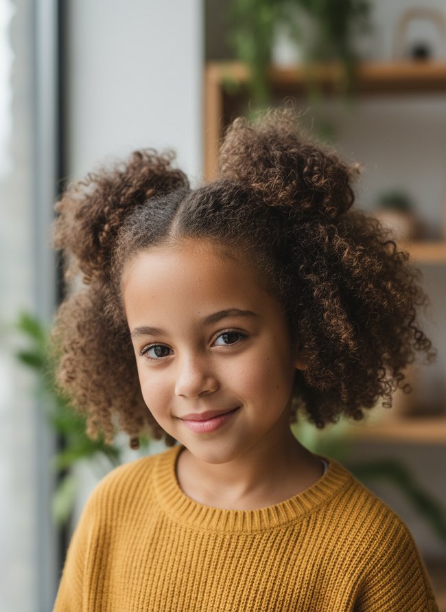 Curly Pigtail Buns